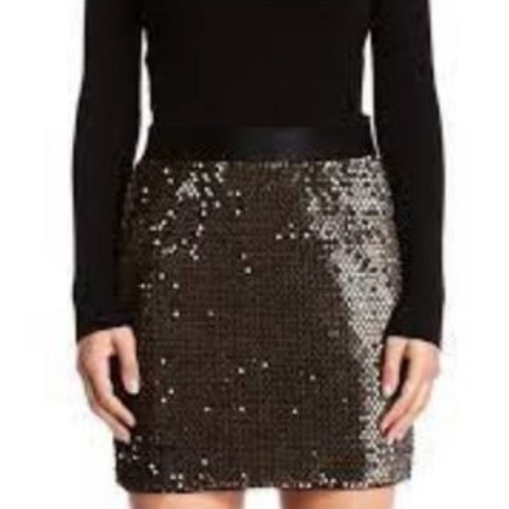 Bailey/44  Women's Velvet and Sequin Mini Skirt Brown Size‎ L Large
